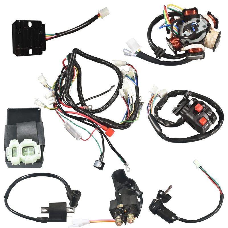 sthus 150CC GY6 Wiring Harness Wire Loom Stator CDI Switch Electrics Assembly for 4-Stroke Engine 150CC 125CC Go Kart ATV Scooter Buggy - Image 1